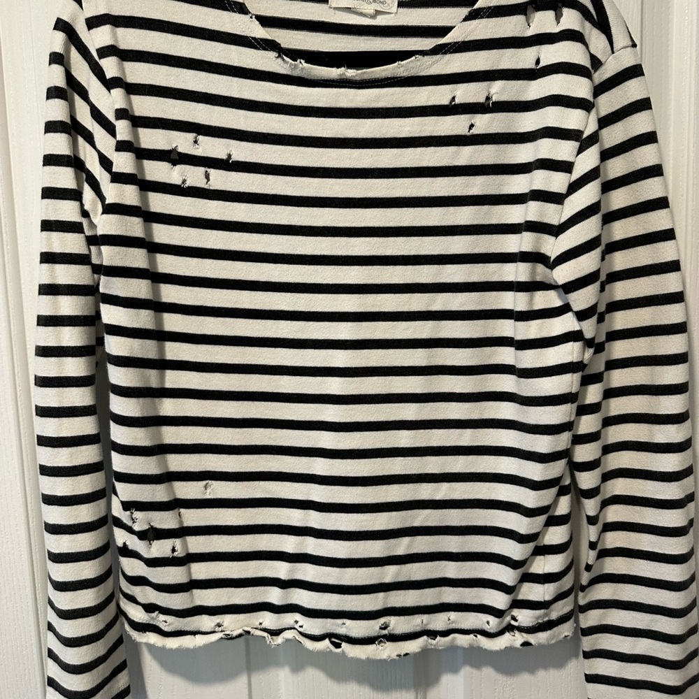 TREASURE & BOND Black and White Striped Long Sleeve Top